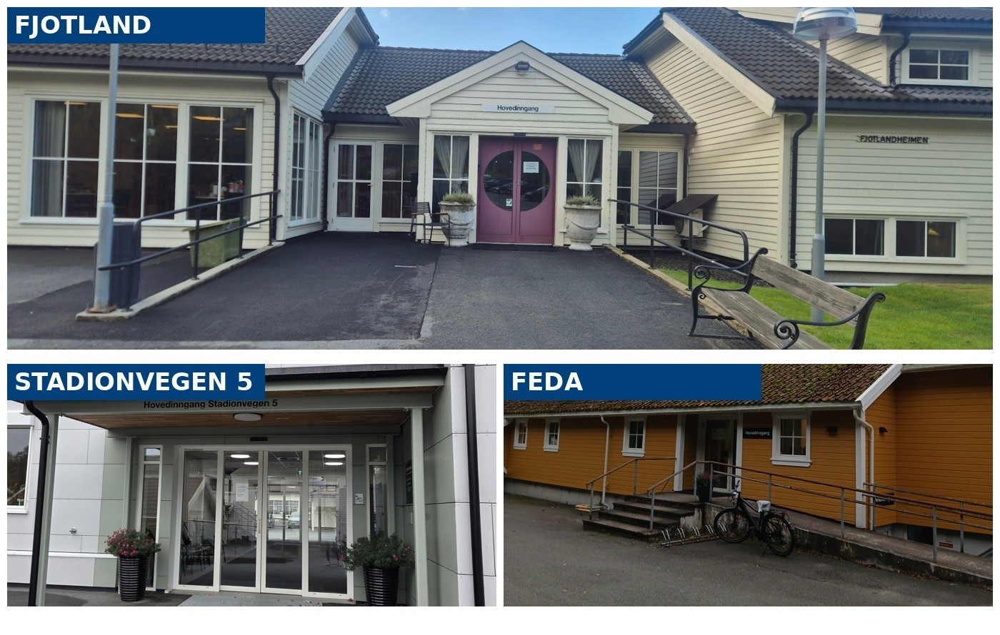 Informasjonspunktene i kommunen, Fjotland, Stadionveien og Feda